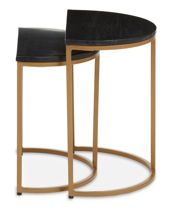 Varana Nest Of Two Half Moon Black Marble Top Tables detail image – Xshowhome furniture