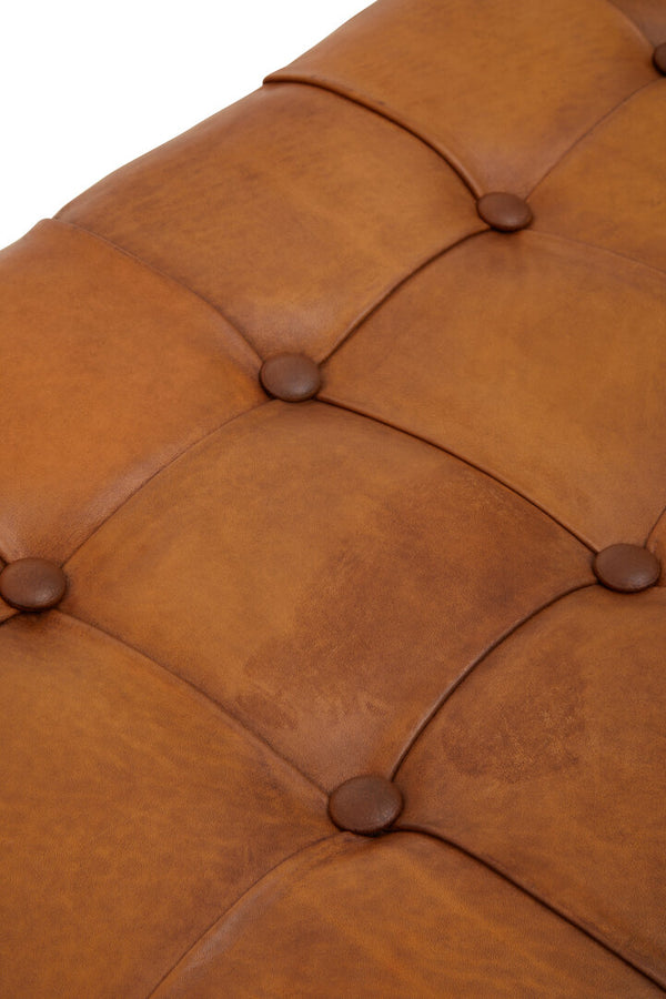Inca Brown Leather Bench with Cedarwood Base detail image – Xshowhome furniture