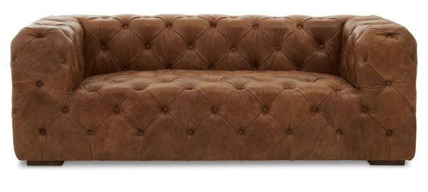 Hoxton Three Seat Brown Leather Modern Chesterfield Sofa detail image – Xshowhome furniture