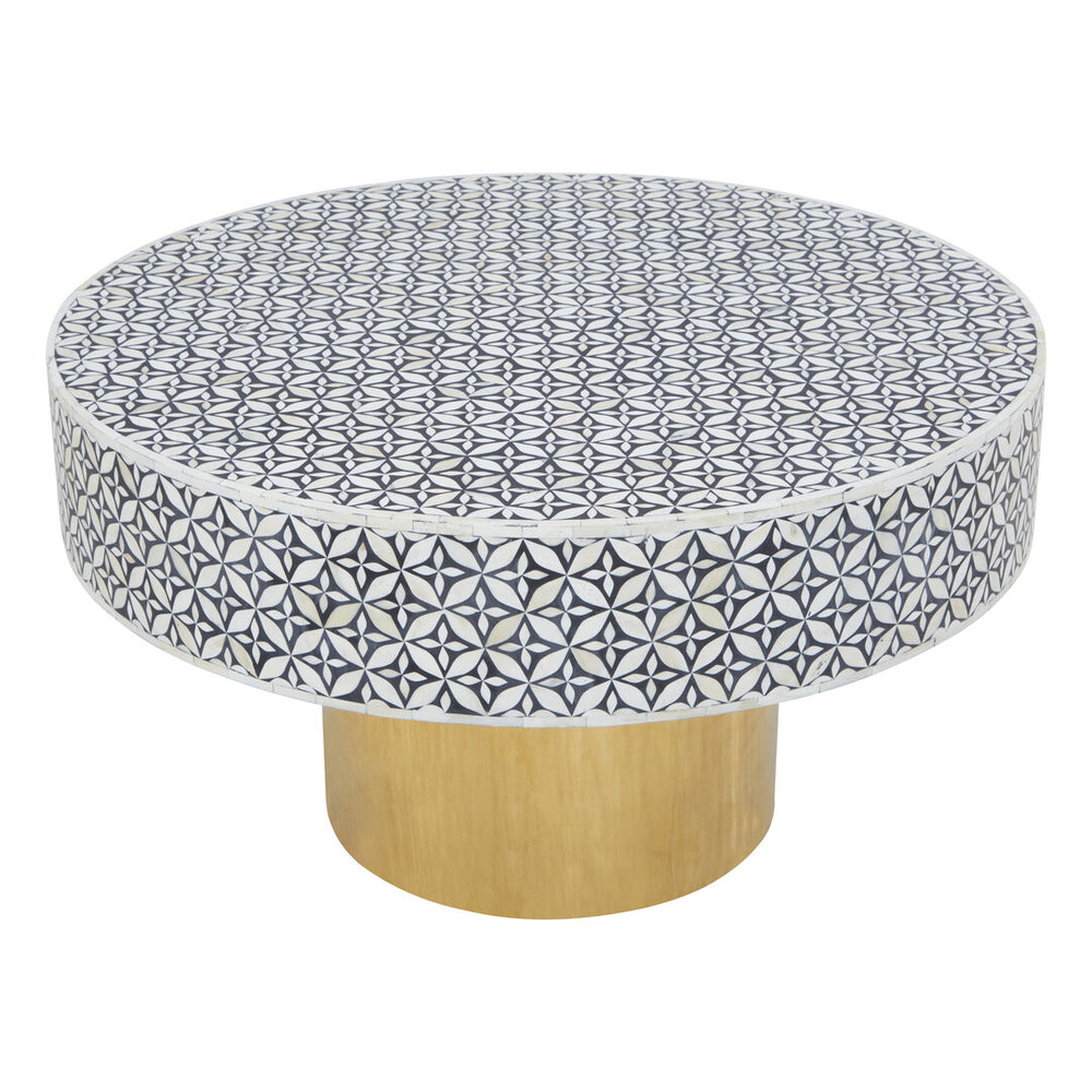 Fusion Round Bone Inlay Coffee Table With Gold Base – Xshowhome furniture