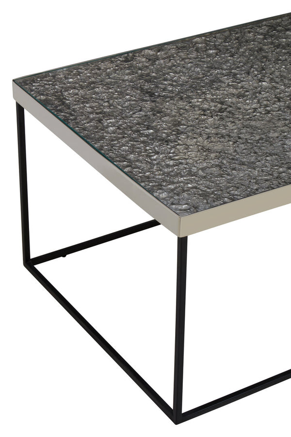 Akola Rectangle Coffee Table in Silver and Glass detail image – Xshowhome furniture