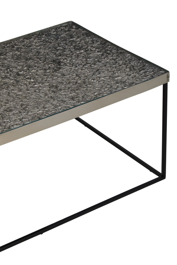 Akola Rectangle Coffee Table in Silver and Glass detail image – Xshowhome furniture