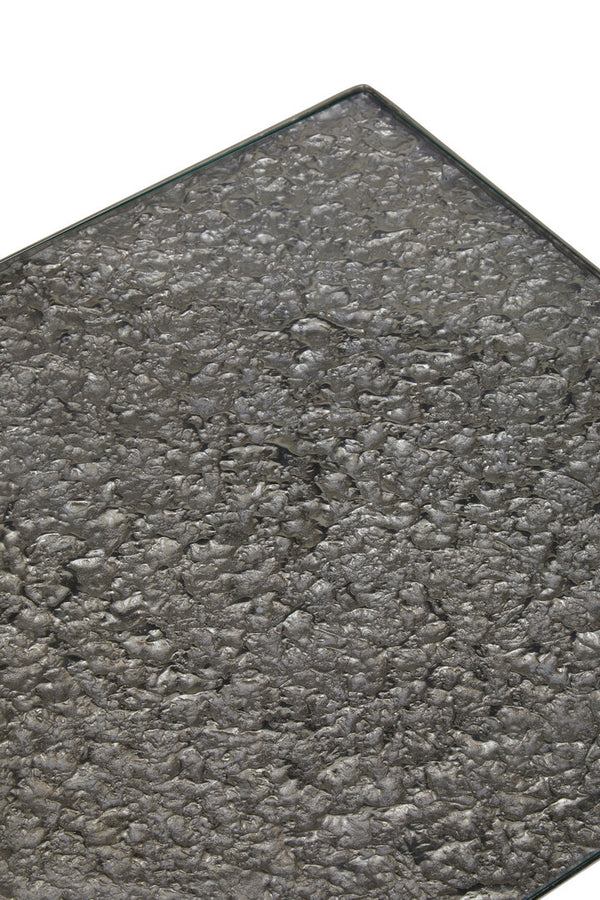 Akola Rectangle Coffee Table in Silver and Glass detail image – Xshowhome furniture