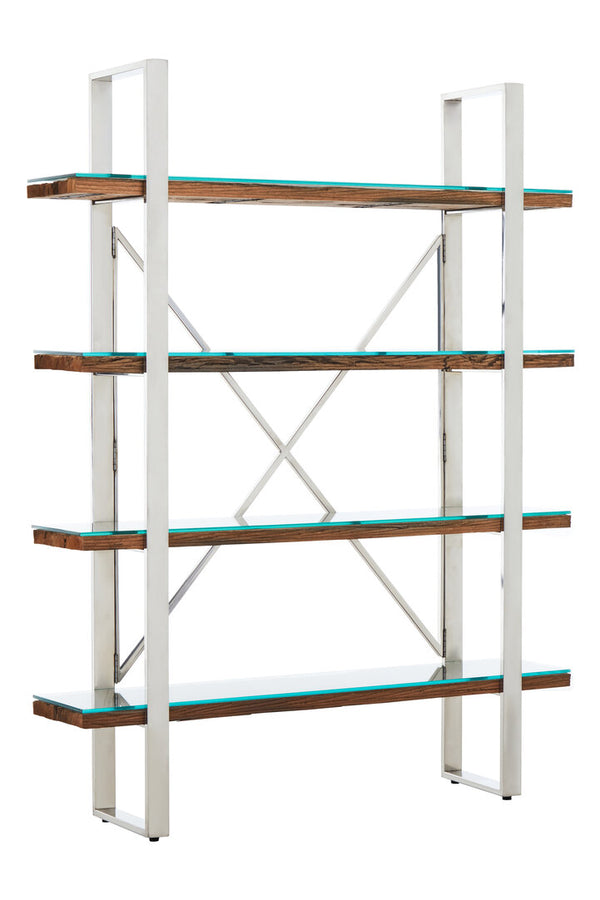 Kerala Natural Wood Four Tier Shelf Unit detail image – Xshowhome furniture