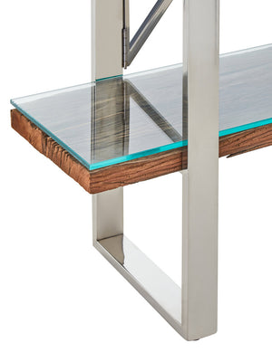 Kerala Natural Wood Four Tier Shelf Unit detail image – Xshowhome furniture