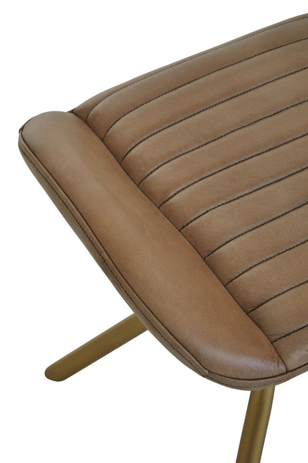 Buffalo Grey Leather Footstool detail image – Xshowhome furniture