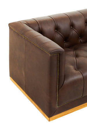 King Three Seater Modern Chesterfield Dark Brown Leather Sofa detail image – Xshowhome furniture