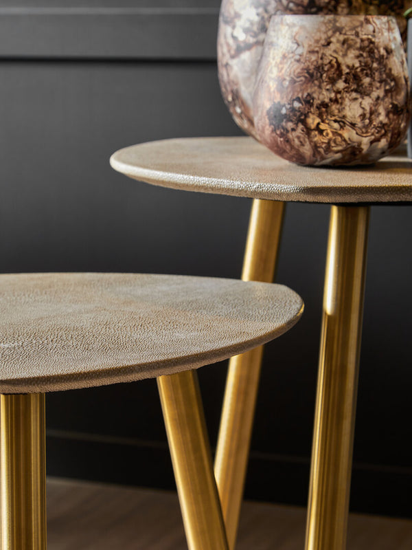 Cadio Set Of Two Shagreen Tables detail image – Xshowhome furniture