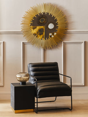 Cardoba Square Black Shagreen Effect Side Table and Stool detail image – Xshowhome furniture