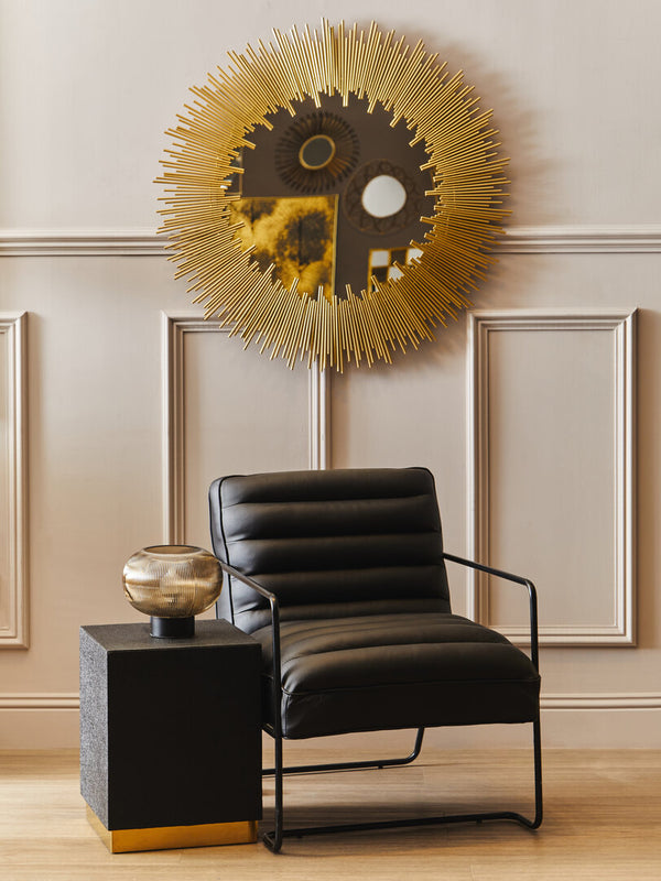 Cardoba Square Black Shagreen Effect Side Table and Stool detail image – Xshowhome furniture