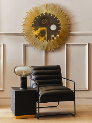 Cardoba Square Black Shagreen Effect Side Table and Stool detail image – Xshowhome furniture