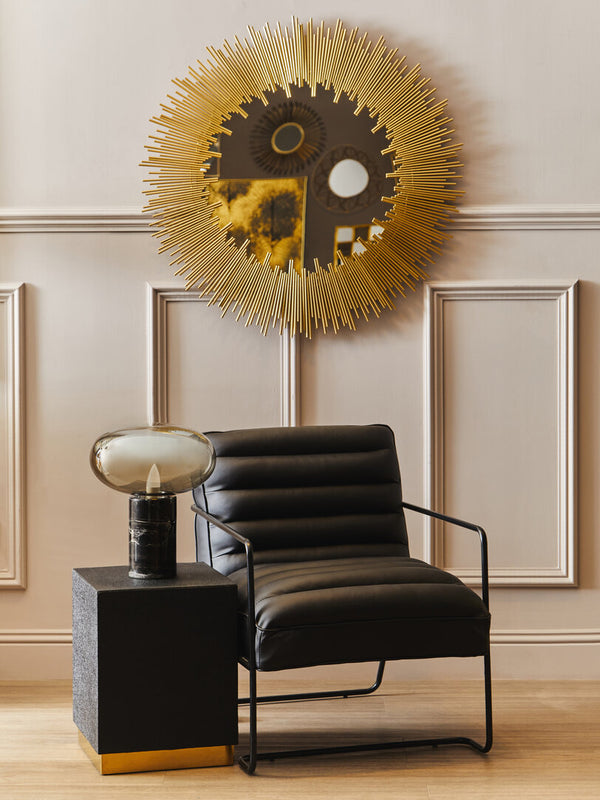 Cardoba Square Black Shagreen Effect Side Table and Stool detail image – Xshowhome furniture