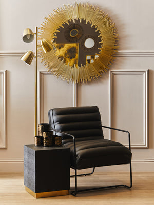 Cardoba Square Black Shagreen Effect Side Table and Stool detail image – Xshowhome furniture