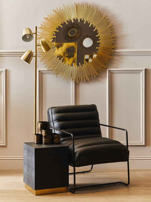 Cardoba Square Black Shagreen Effect Side Table and Stool detail image – Xshowhome furniture