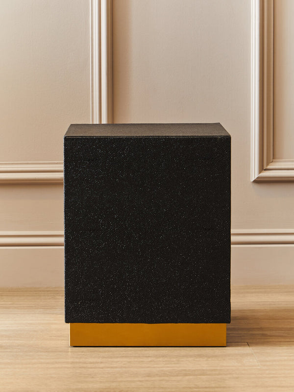 Cardoba Square Black Shagreen Effect Side Table and Stool detail image – Xshowhome furniture
