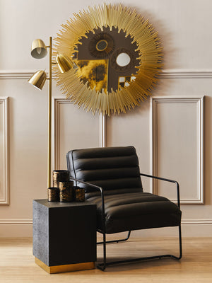 Cardoba Square Black Shagreen Effect Side Table and Stool detail image – Xshowhome furniture