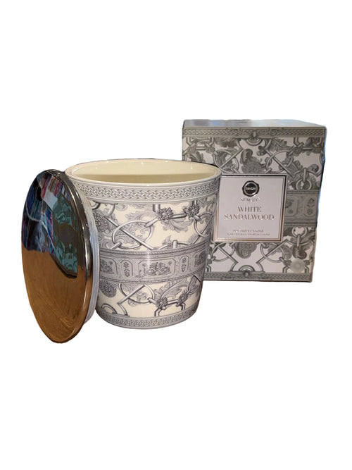 White Sandalwood Ribbed Candle