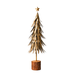 Feathered Metal Gold Tree Sculpture 57cm by Libra