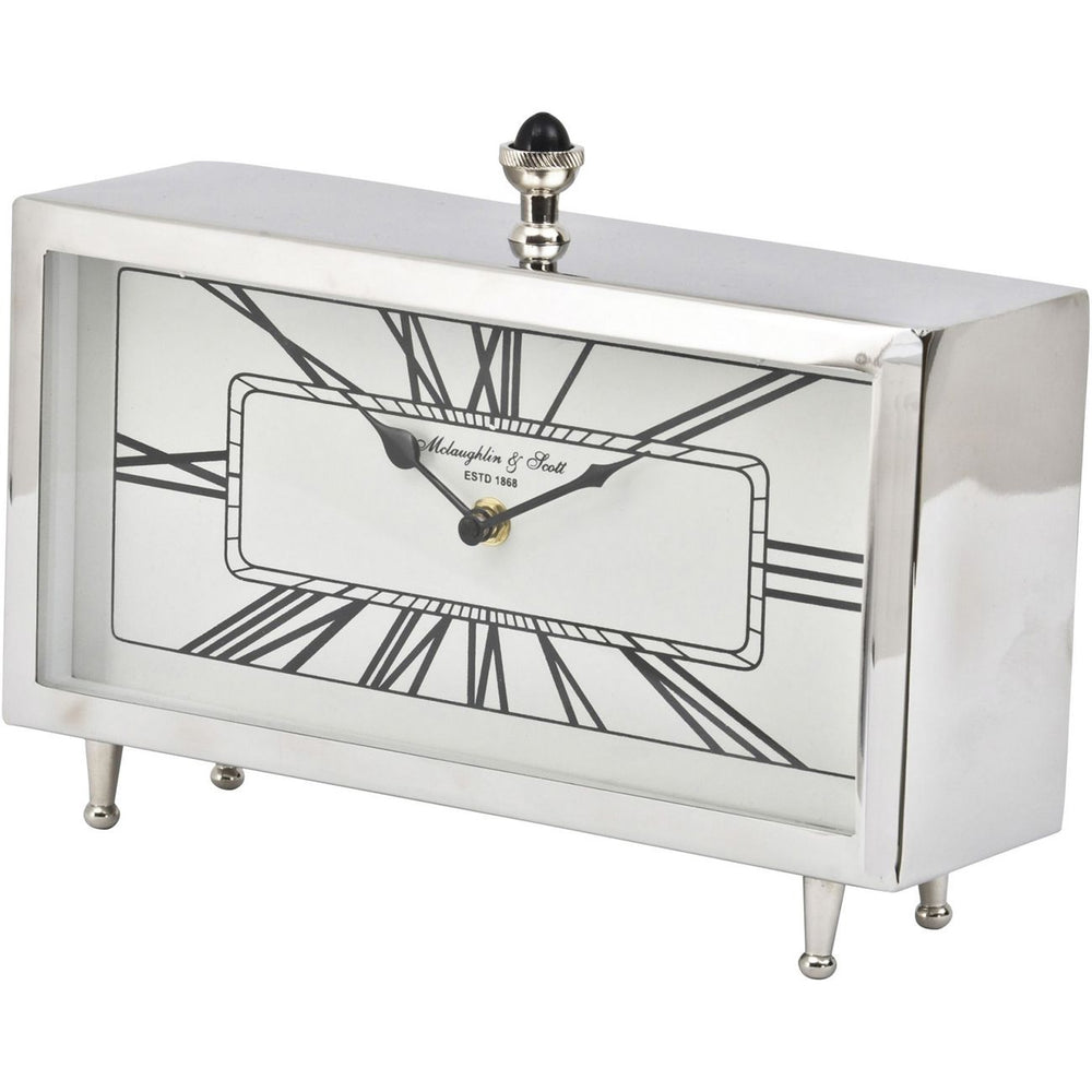 Nebolo Nickel Rectangular Table Clock by Libra