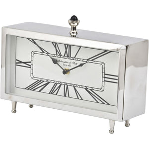 Nebolo Nickel Rectangular Table Clock by Libra