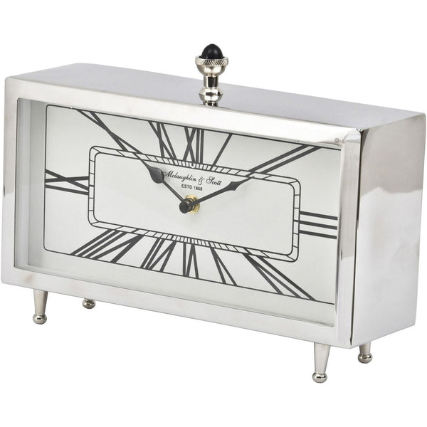 Nebolo Nickel Rectangular Table Clock by Libra