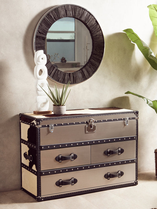 Kerala Black Round Wall Mirror detail image – Xshowhome furniture