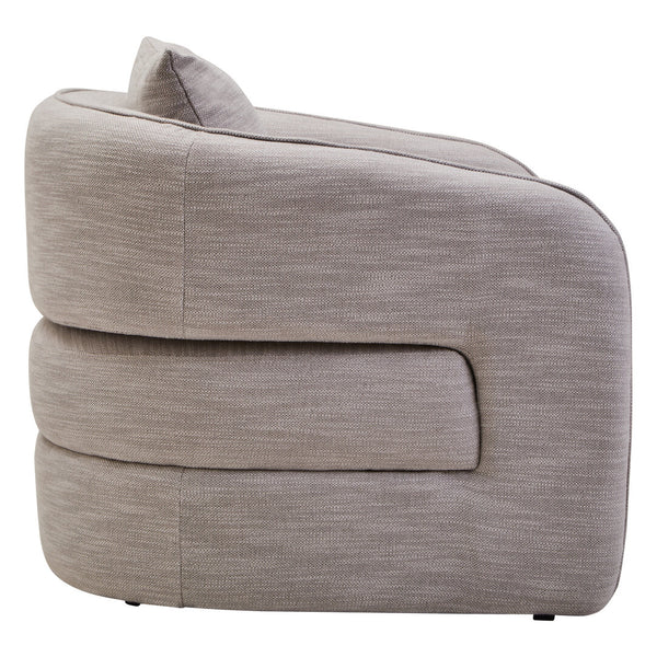 Bilani Grey Linen Effect Curved Chair detail image – Xshowhome furniture