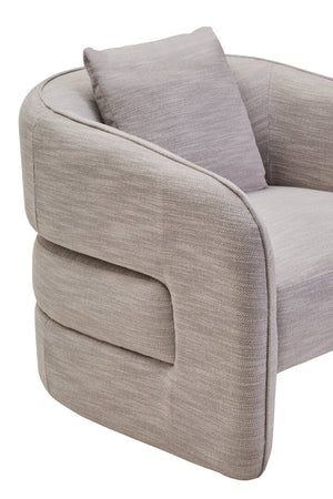 Bilani Grey Linen Effect Curved Chair detail image – Xshowhome furniture