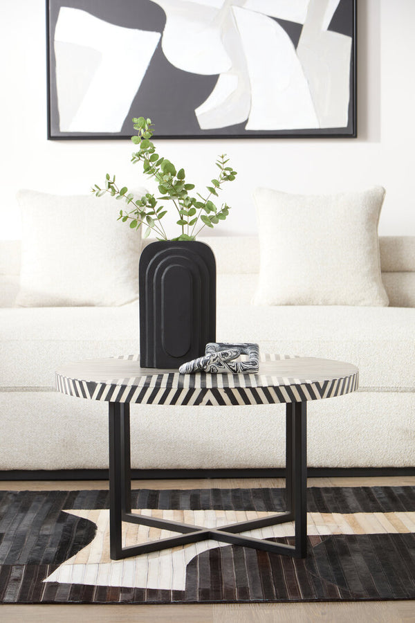 Boho Bone Inlay Coffee Table with Metal Legs detail image – Xshowhome furniture