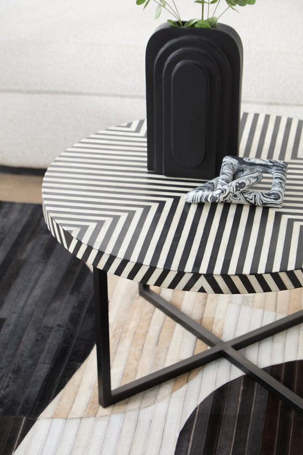 Boho Bone Inlay Coffee Table with Metal Legs detail image – Xshowhome furniture