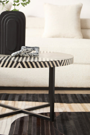 Boho Bone Inlay Coffee Table with Metal Legs detail image – Xshowhome furniture