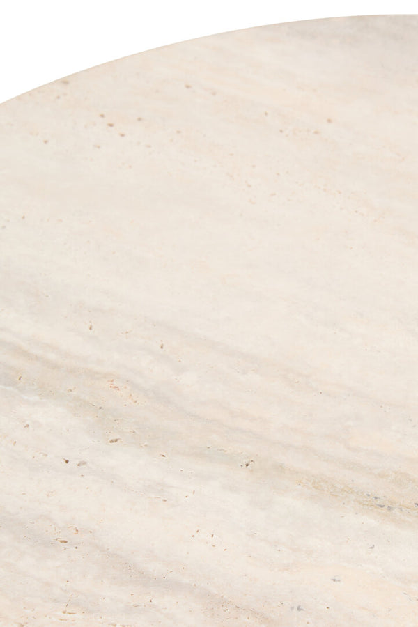 Palermo Travertine Top Round Side Table detail image – Xshowhome furniture