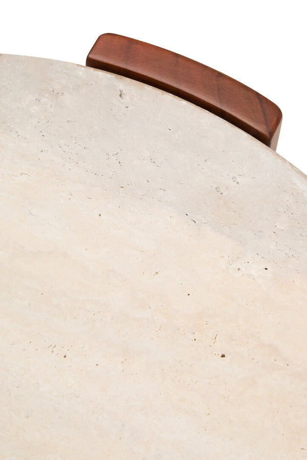 Palermo Travertine Top Round Side Table detail image – Xshowhome furniture