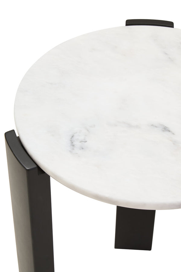 Palermo White Marble Top Round Side Table detail image – Xshowhome furniture