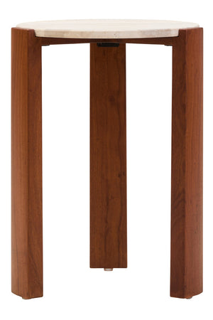 Palermo Travertine Top Round Side Table detail image – Xshowhome furniture