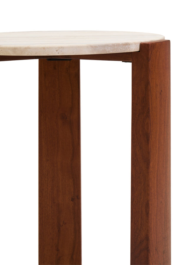 Palermo Travertine Top Round Side Table detail image – Xshowhome furniture