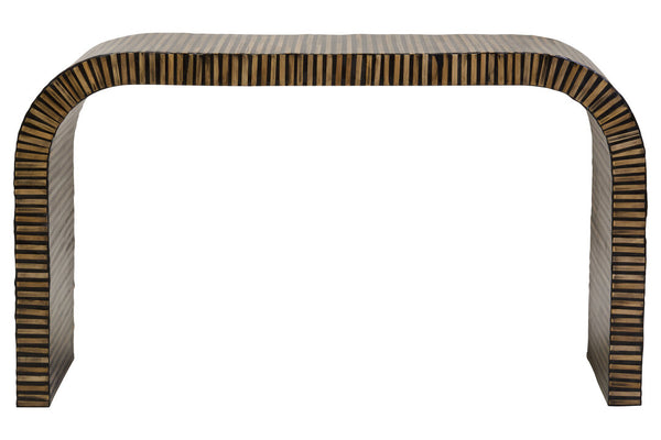 Bambusa Bamboo Inlay Curved Console Table detail image – Xshowhome furniture