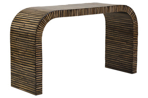 Bambusa Bamboo Inlay Curved Console Table detail image – Xshowhome furniture