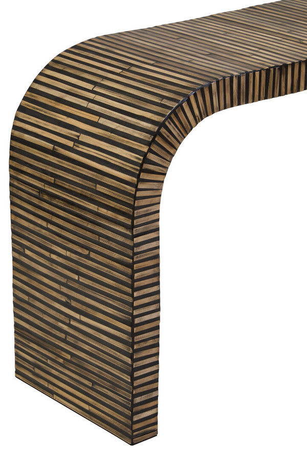 Bambusa Bamboo Inlay Curved Console Table detail image – Xshowhome furniture
