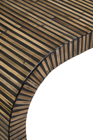 Bambusa Bamboo Inlay Curved Console Table detail image – Xshowhome furniture
