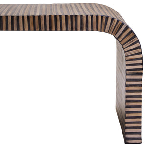 Bambusa Bamboo Inlay Curved Coffee Table detail image – Xshowhome furniture