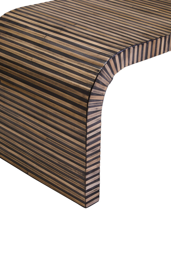 Bambusa Bamboo Inlay Curved Coffee Table detail image – Xshowhome furniture