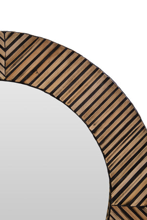 Bambusa Bamboo Inlay Round Wall Mirror detail image – Xshowhome furniture