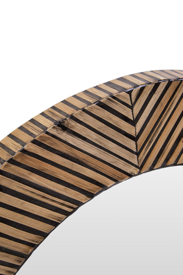 Bambusa Bamboo Inlay Round Wall Mirror detail image – Xshowhome furniture
