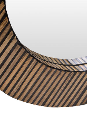 Bambusa Bamboo Inlay Round Wall Mirror detail image – Xshowhome furniture