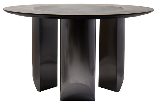 Imperia Round Veneer Dining Table with Ceramic Lazy Susan detail image – Xshowhome furniture