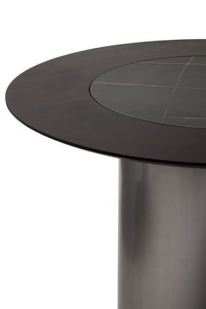 Imperia Round Veneer Dining Table with Ceramic Lazy Susan detail image – Xshowhome furniture