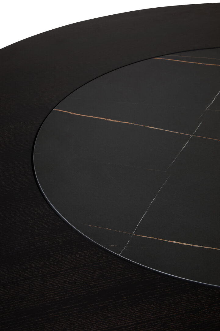 Imperia Round Veneer Dining Table with Ceramic Lazy Susan – Xshowhome furniture