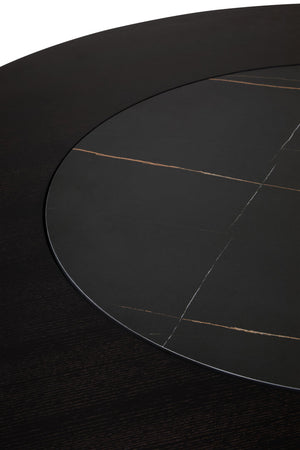 Imperia Round Veneer Dining Table with Ceramic Lazy Susan detail image – Xshowhome furniture