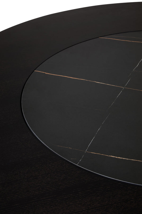 Imperia Round Veneer Dining Table with Ceramic Lazy Susan detail image – Xshowhome furniture